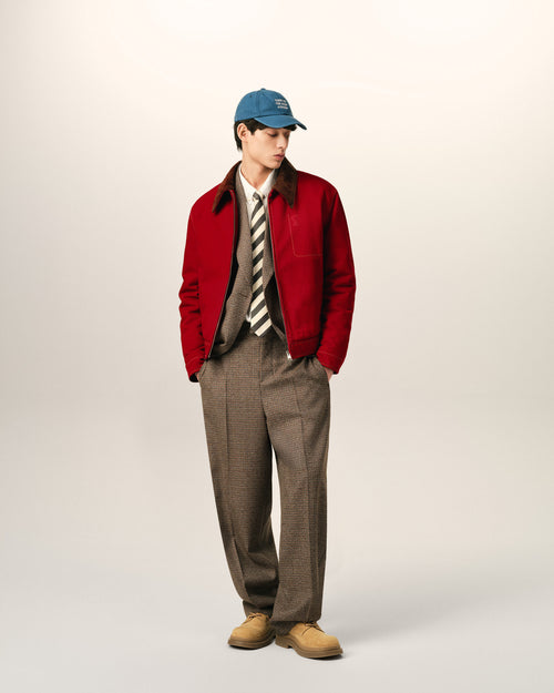 Red cotton zipped jacket with Ami de Coeur - 2 - Ami Paris