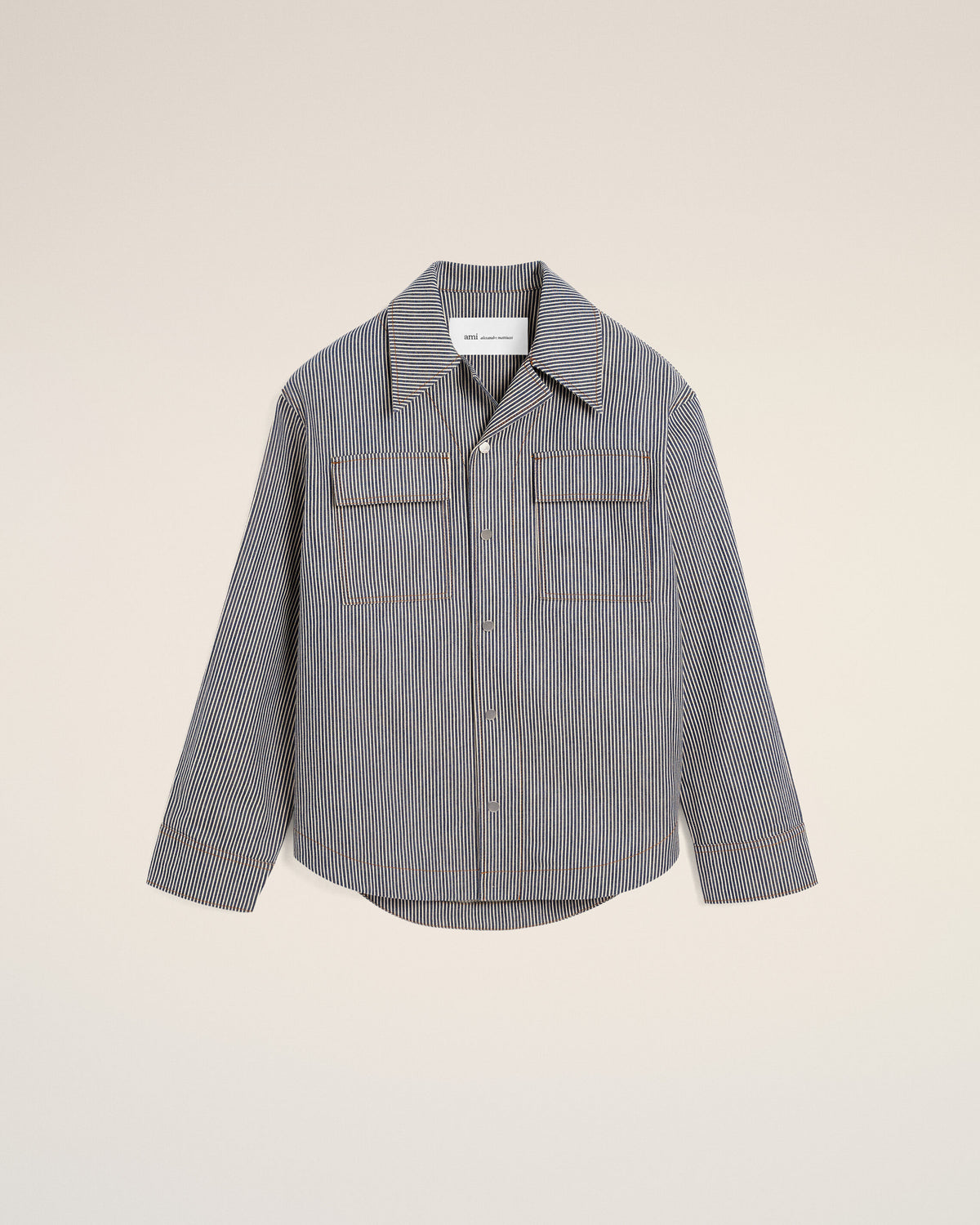 Striped cotton camp collar overshirt - 1