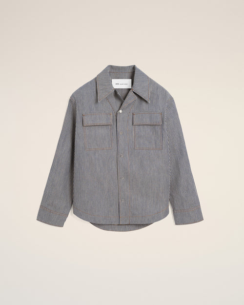 Striped cotton camp collar overshirt - Homme - 1 - AMI Paris - Ami Paris