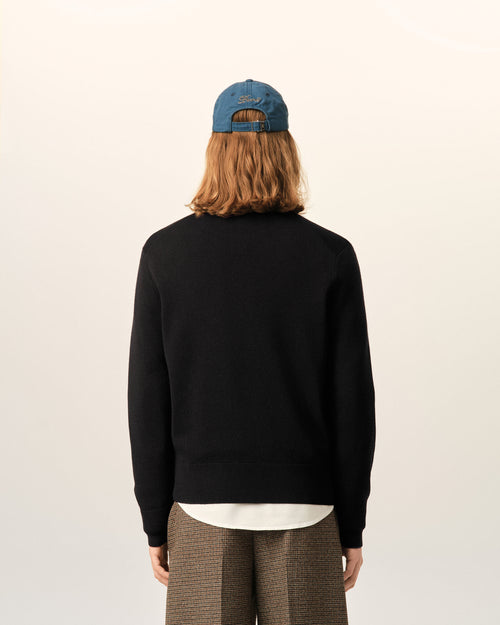 Black crewneck wool sweater with Ami de Coeur - Man - 5 - AMI Paris - Ami Paris