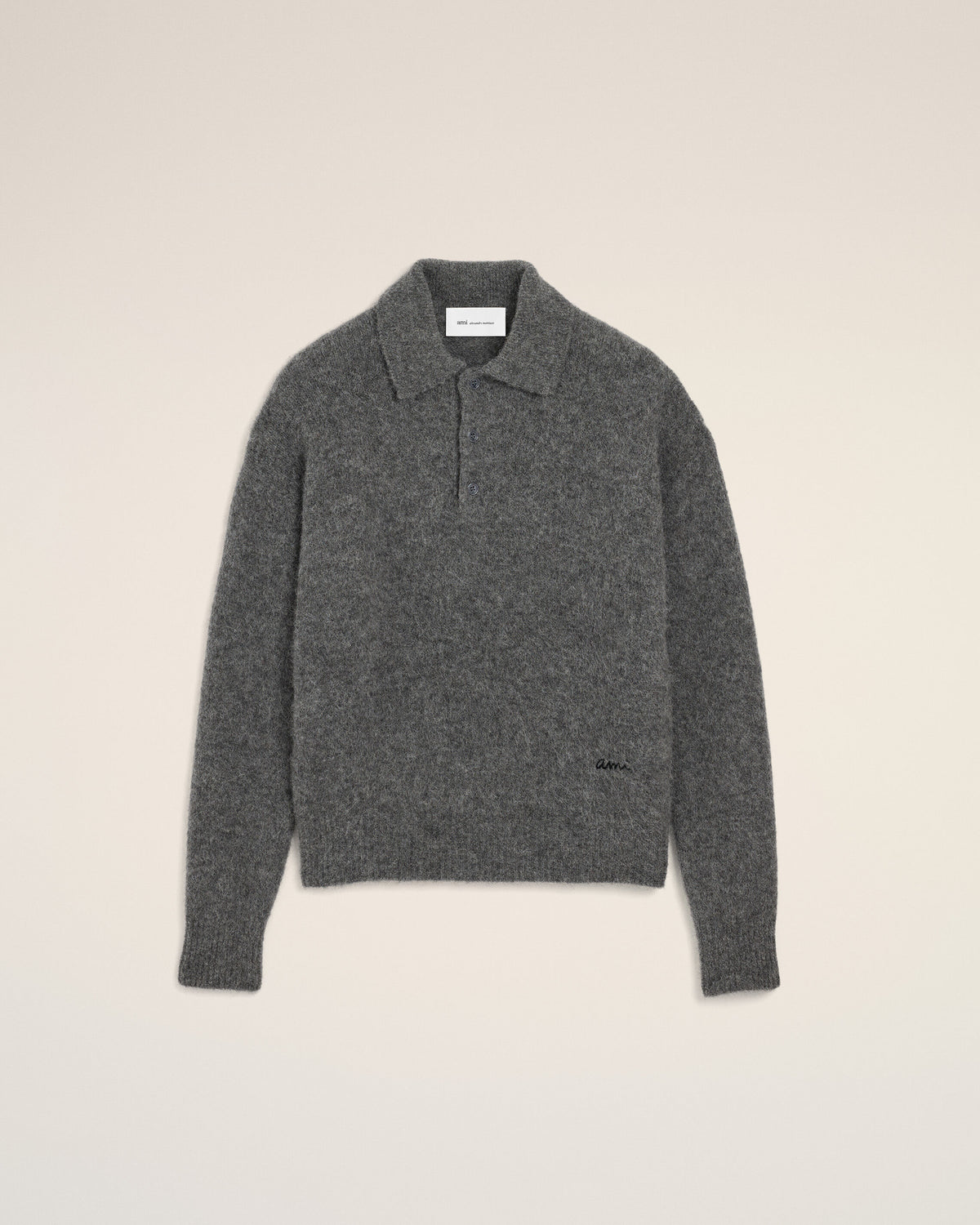 Wool and alpaca polo with Ami embroidery - 1