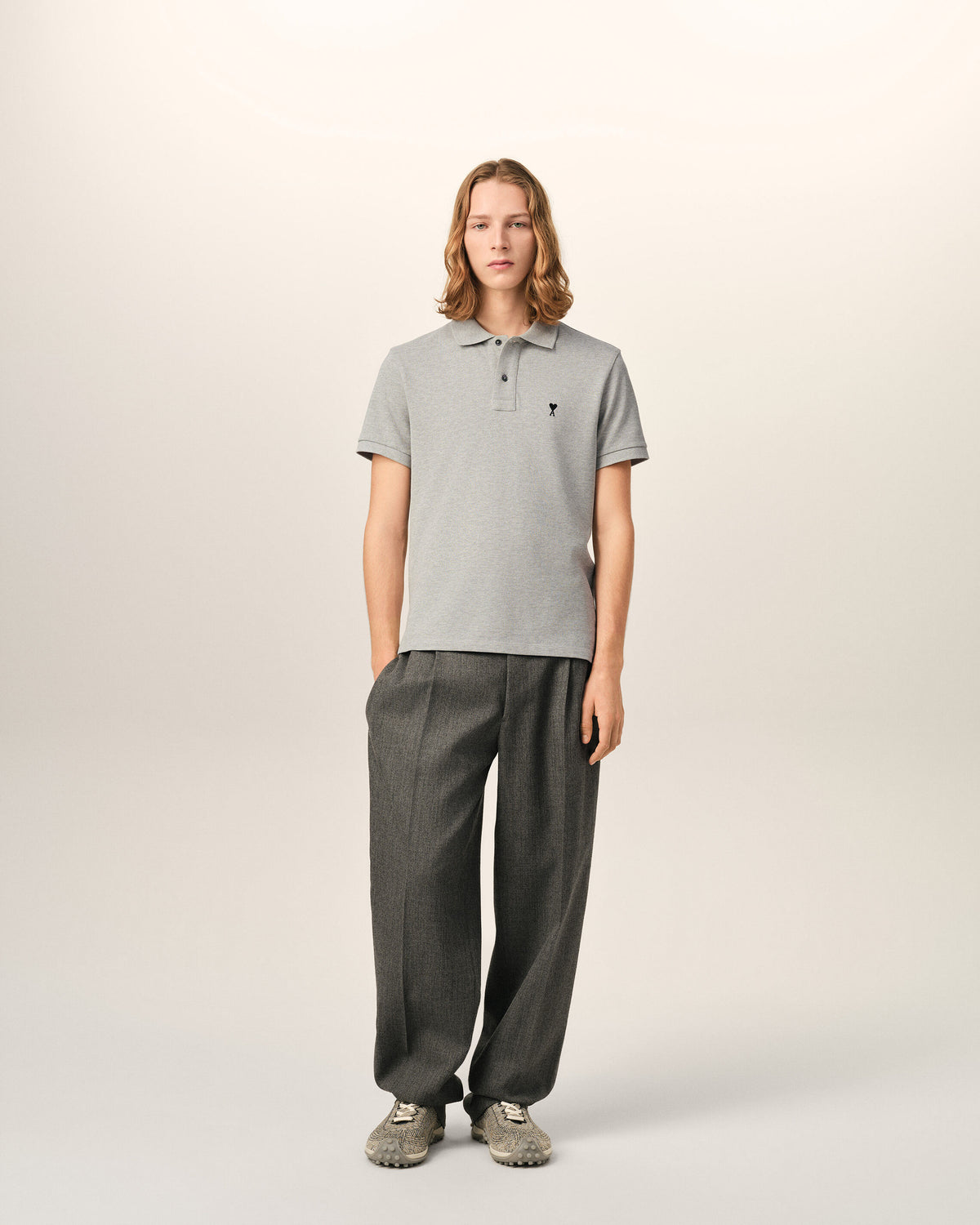Grey cotton polo with Ami de Coeur - 3