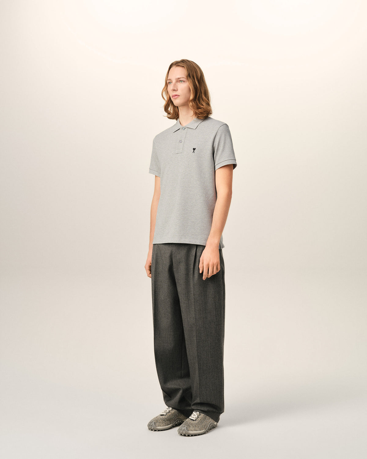 Grey cotton polo with Ami de Coeur - 6