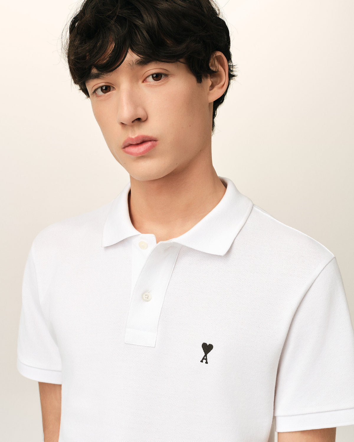 White Cotton Short Sleeves Ami De Coeur Polo Shirt - 4