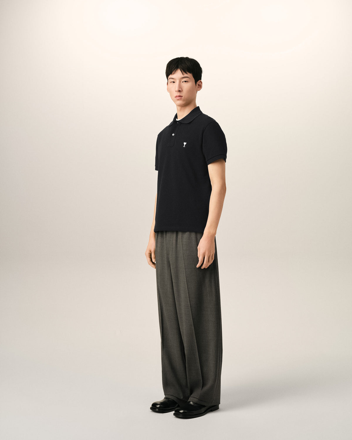 Black Cotton Short Sleeves Ami De Coeur Polo Shirt - 6
