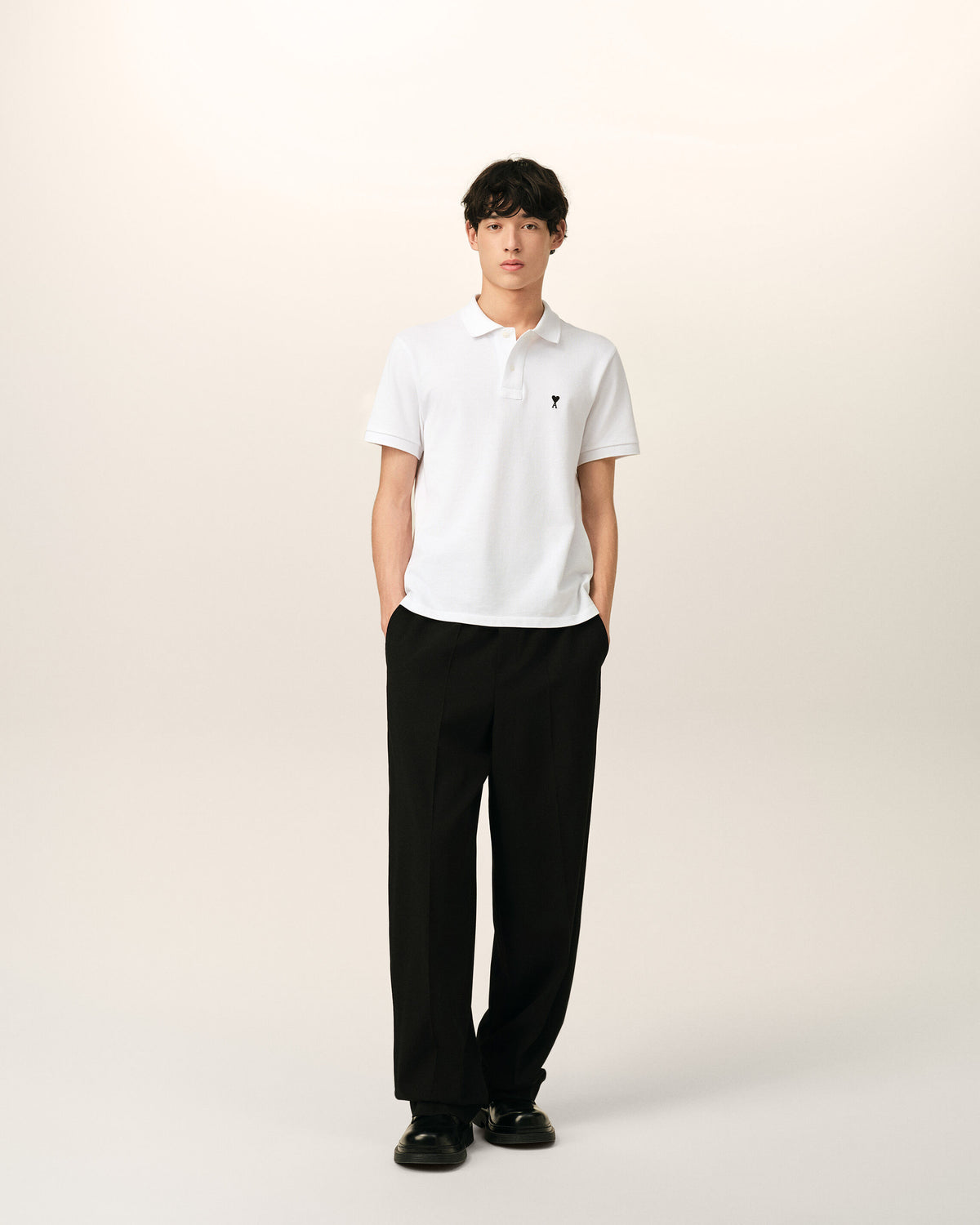 White Cotton Short Sleeves Ami De Coeur Polo Shirt - 3