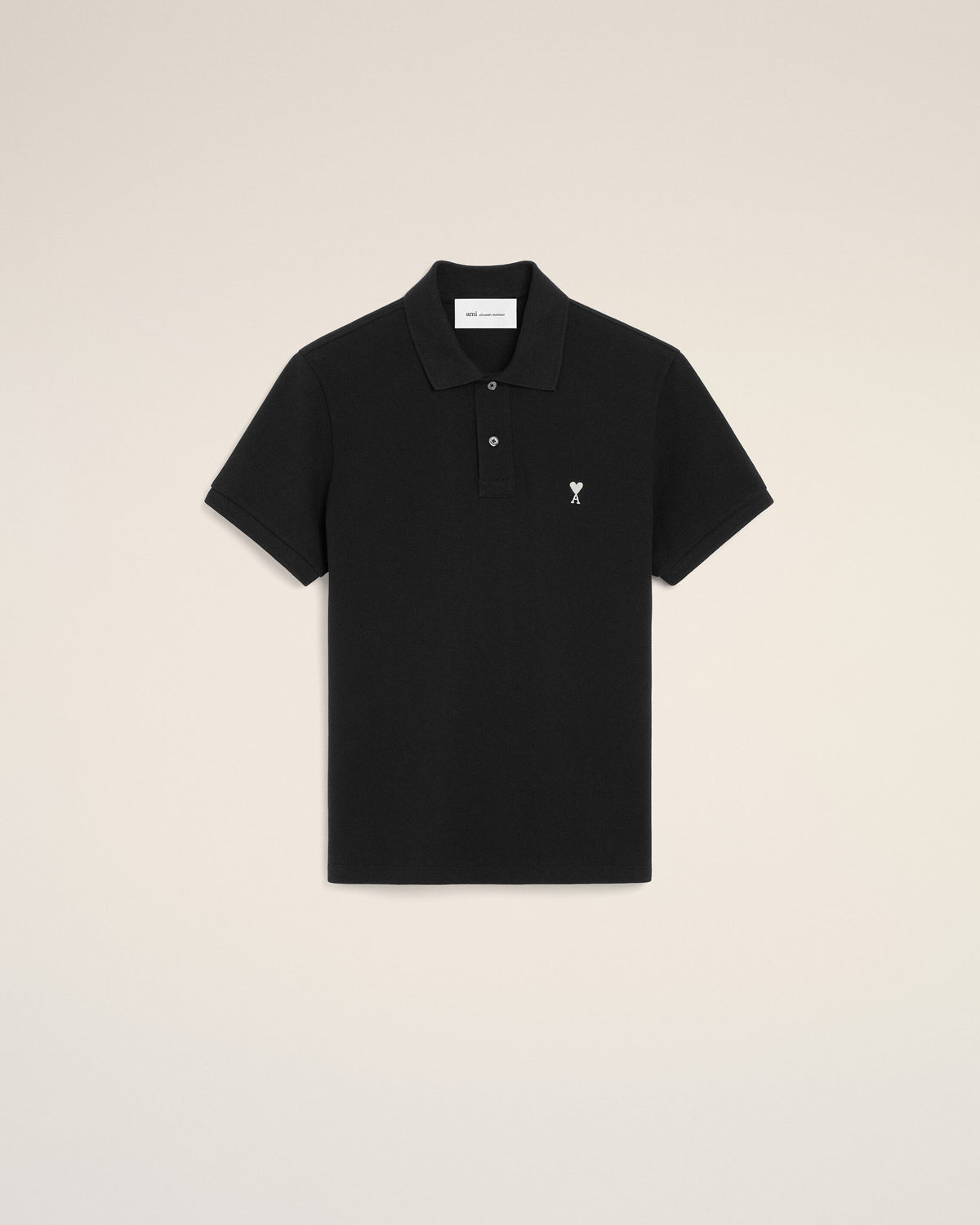 Black Cotton Short Sleeves Ami De Coeur Polo Shirt - 1