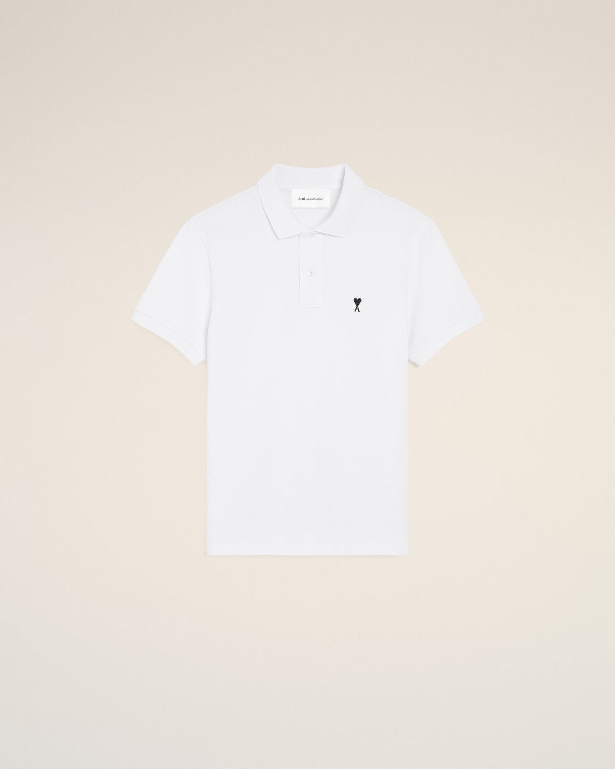 White Cotton Short Sleeves Ami De Coeur Polo Shirt - 1