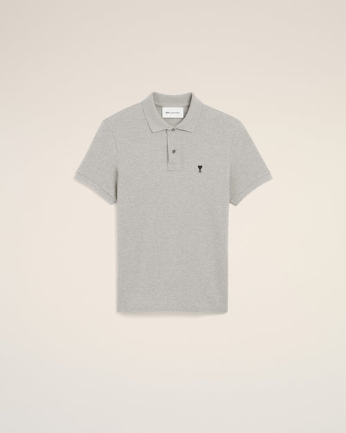 Grey cotton polo with Ami de Coeur - 1 - Ami Paris
