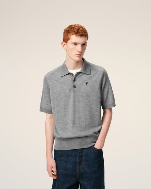 Polo Gris Manches Courtes Ami De Coeur en Laine - Homme - 3 - AMI Paris - Ami Paris