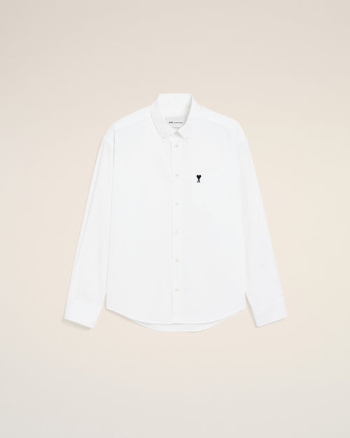 White boxy cotton shirt with Ami de Coeur - Man - 1 - AMI Paris - Ami Paris