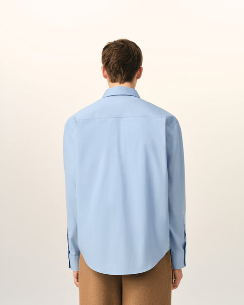 Blue boxy cotton shirt with Ami de Coeur - Man - 5 - AMI Paris - Ami Paris