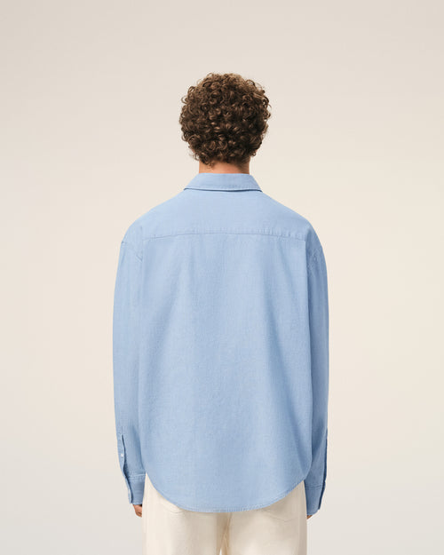 Blue Cotton Boxy Embroidered Ami De Coeur Shirt - Man - 5 - AMI Paris - Ami Paris