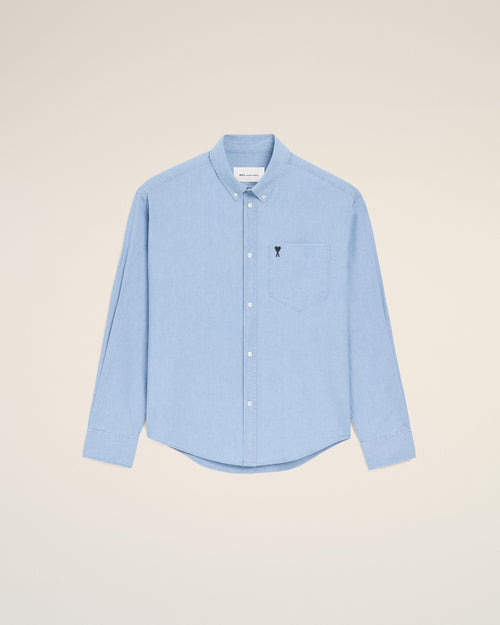 Blue Cotton Boxy Embroidered Ami De Coeur Shirt - Woman - 7 - AMI Paris - Ami Paris