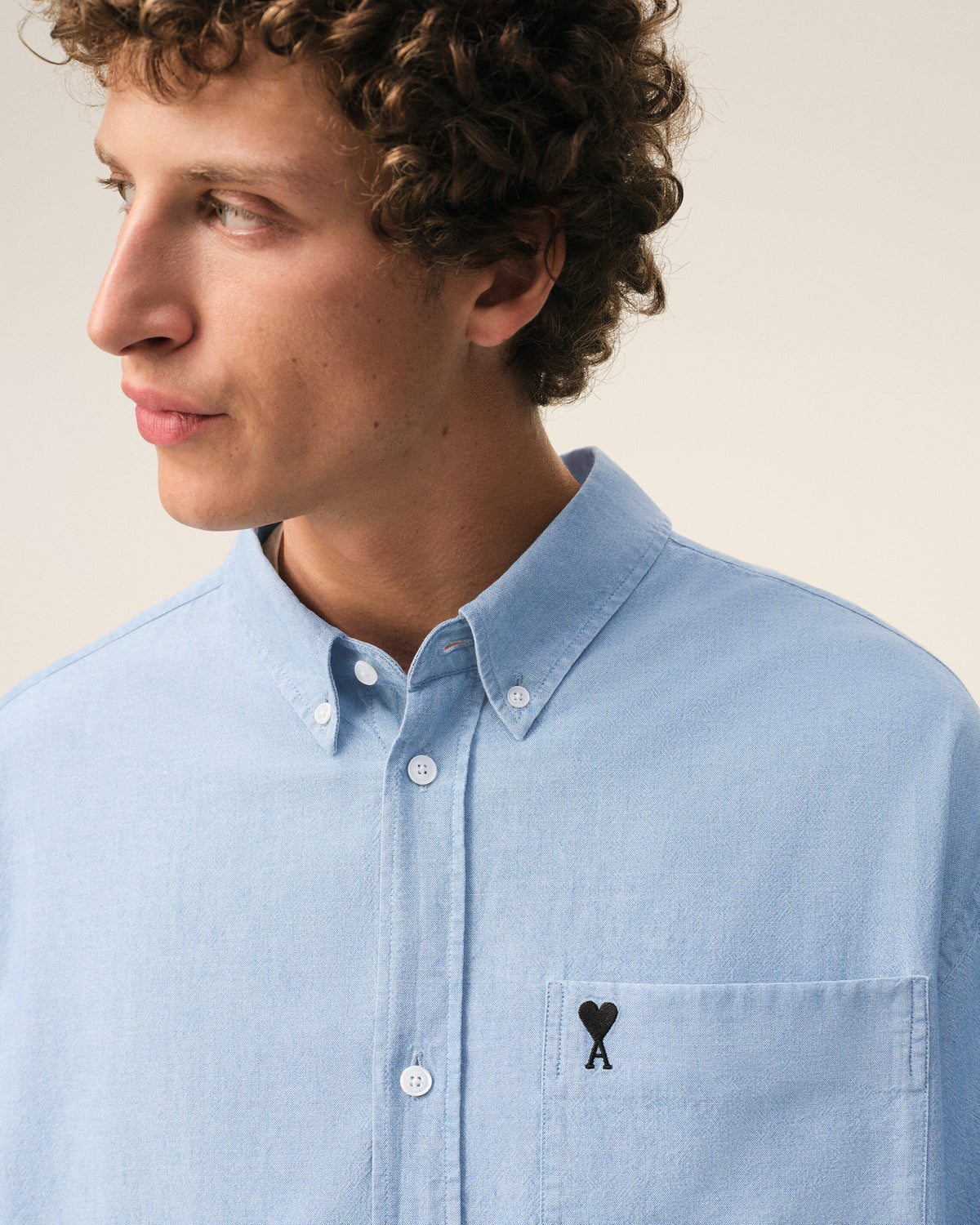 Blue Cotton Boxy Embroidered Ami De Coeur Shirt - 4