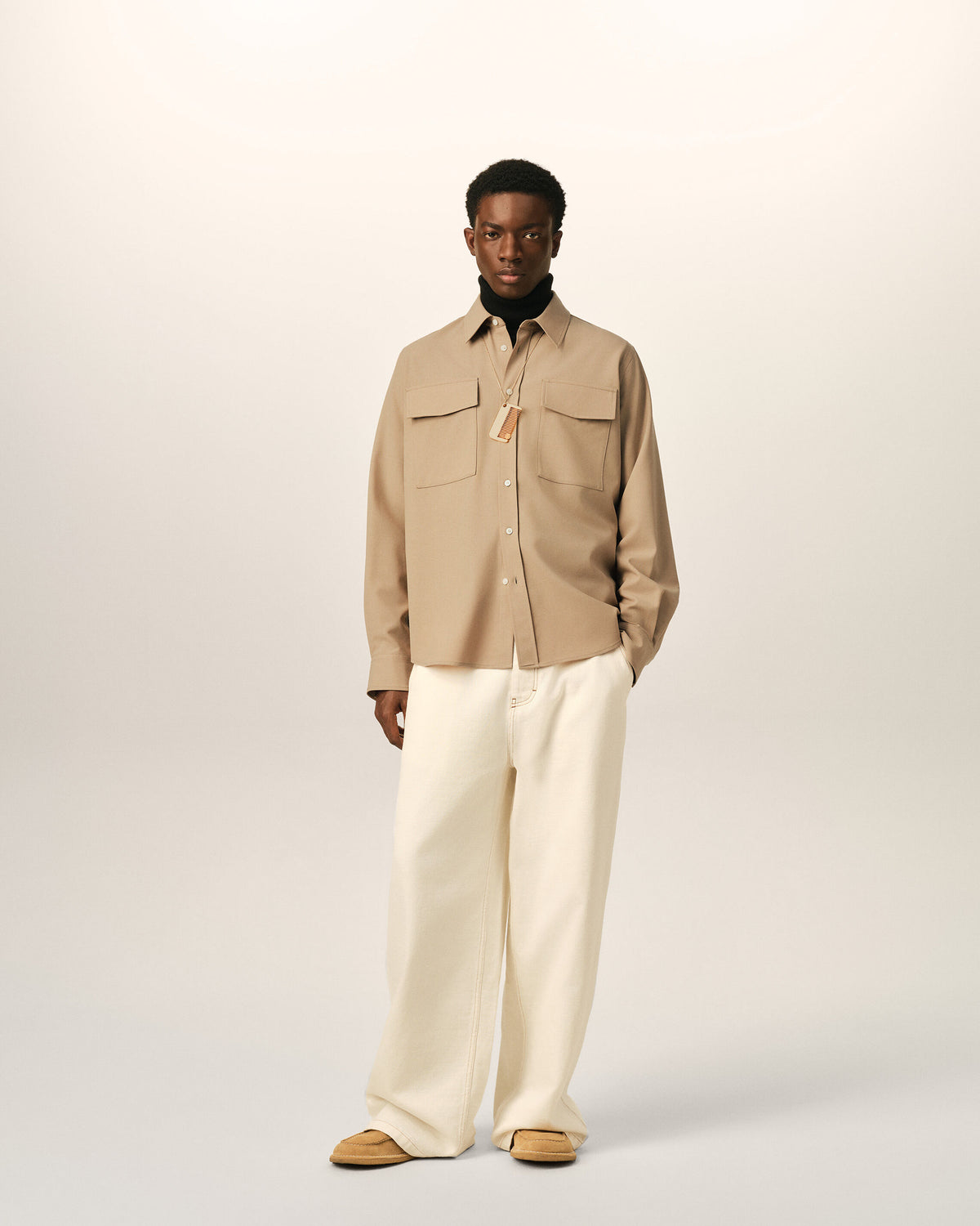 Beige wool shirt - 3