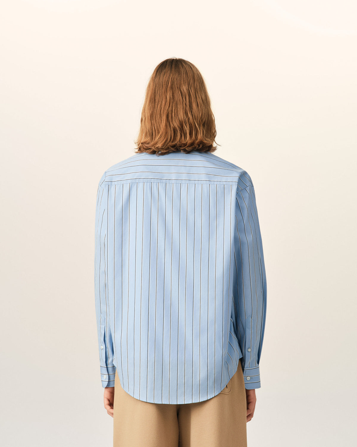 Blue boxy striped cotton shirt with embossed Ami de Coeur - 5