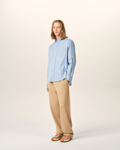 Blue boxy striped cotton shirt with embossed Ami de Coeur - Man - 6 - AMI Paris - Ami Paris