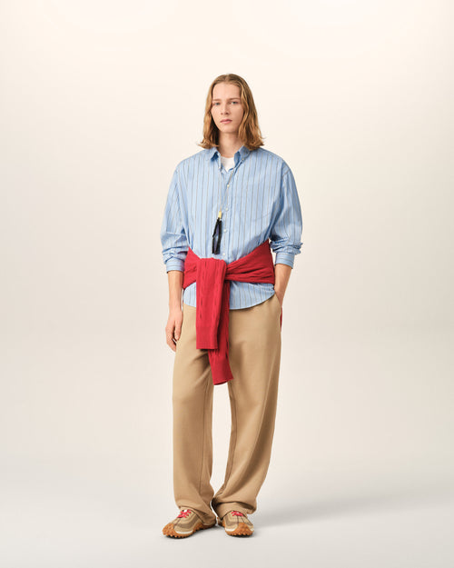 Blue boxy striped cotton shirt with embossed Ami de Coeur - Man - 3 - AMI Paris - Ami Paris