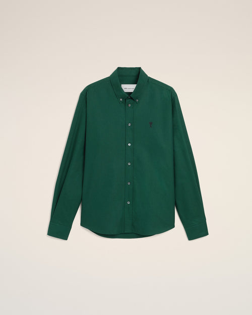 Green cotton shirt with Ami de Coeur - 1 - Ami Paris