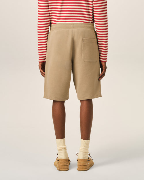 Beige cotton shorts with embossed Ami de Coeur - Man - 4 - AMI Paris - Ami Paris