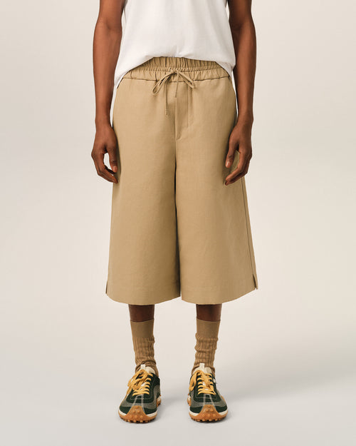 Large elasticated cotton and linen bermuda shorts - Homme - 3 - AMI Paris - Ami Paris
