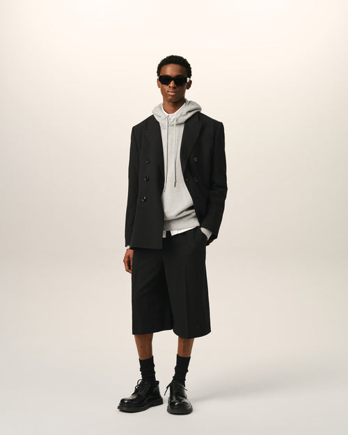 Black large elasticated wool bermuda shorts - 2 - Ami Paris