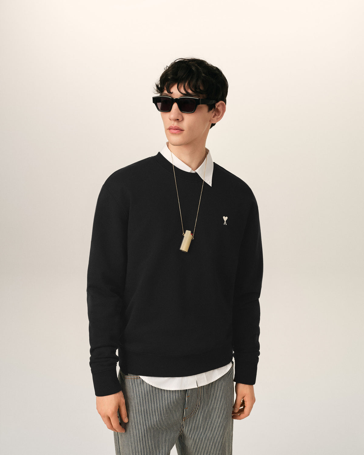 Black Cotton Ami De Coeur Sweatshirt - 2