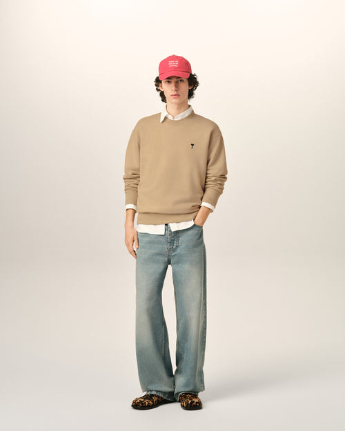 Felpa Ami de Cœur in cotone beige - Uomo - 3 - AMI Paris - Ami Paris