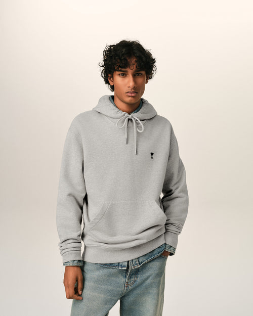 Grey cotton hoodie with Ami de Coeur - 2 - Ami Paris