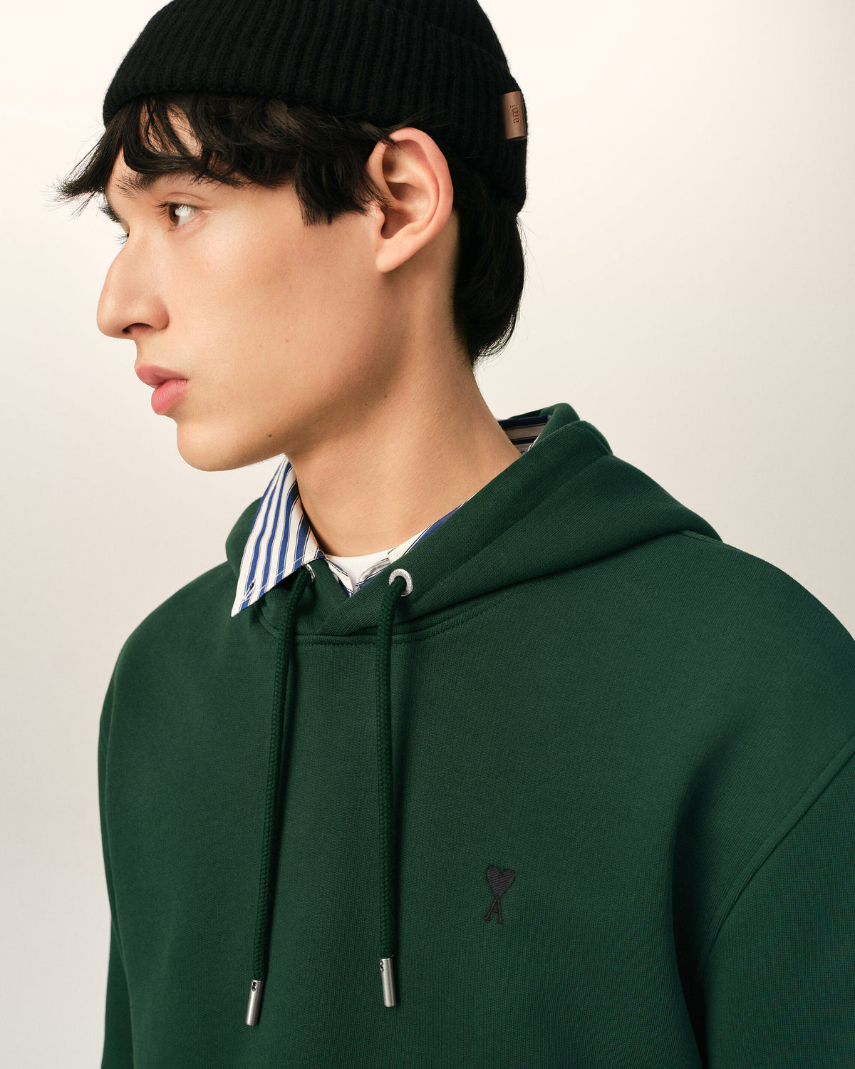 Green cotton hoodie with Ami de Coeur - 4
