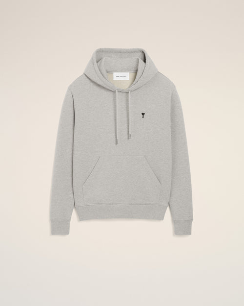Grey cotton hoodie with Ami de Coeur - 1 - Ami Paris