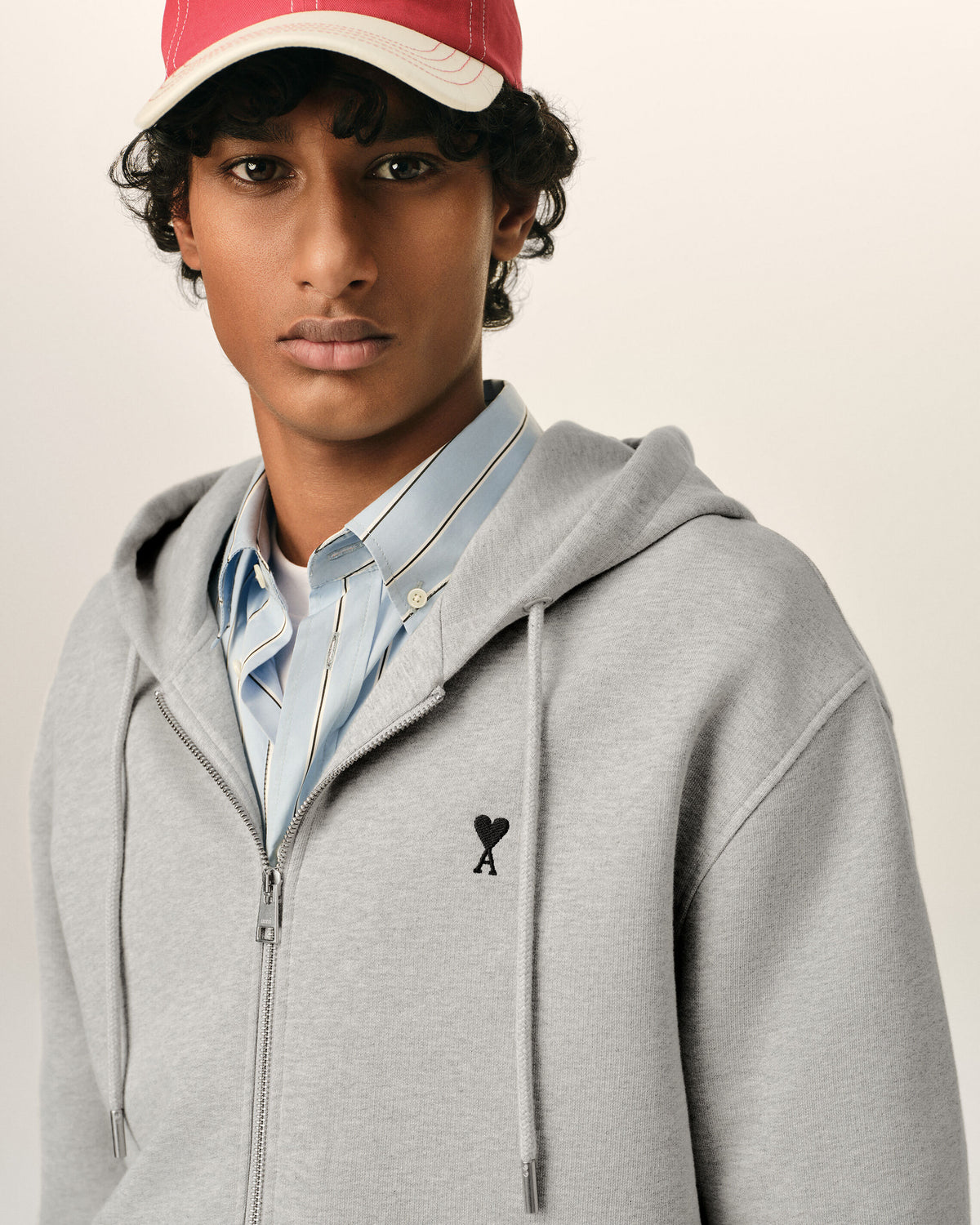 Hoodie gris zippé en coton Ami de Coeur - 4