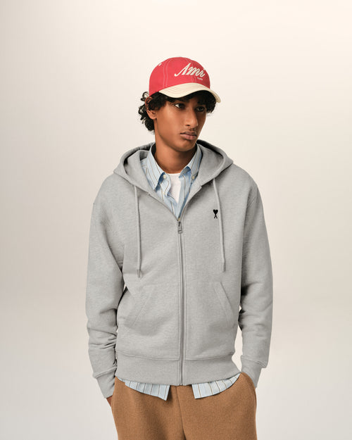 Hoodie gris zippé en coton Ami de Coeur - 2 - Ami Paris
