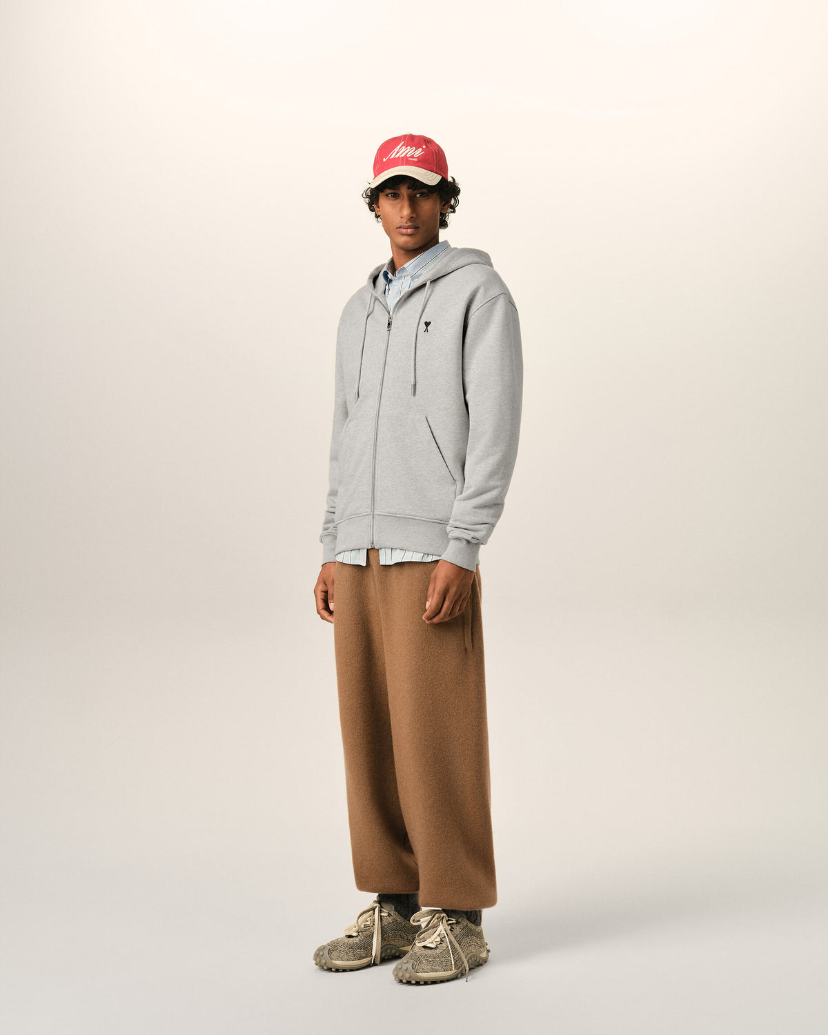 Hoodie gris zippé en coton Ami de Coeur - 6