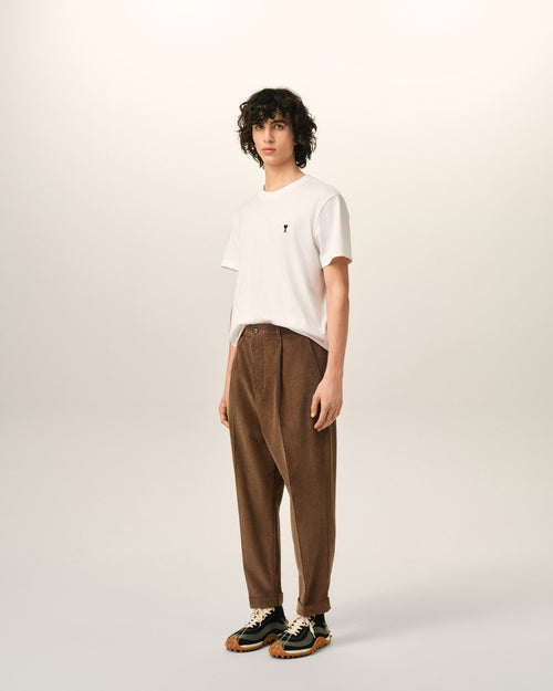 Brown carrot-fit corduroy cotton trousers - Man - 6 - AMI Paris - Ami Paris