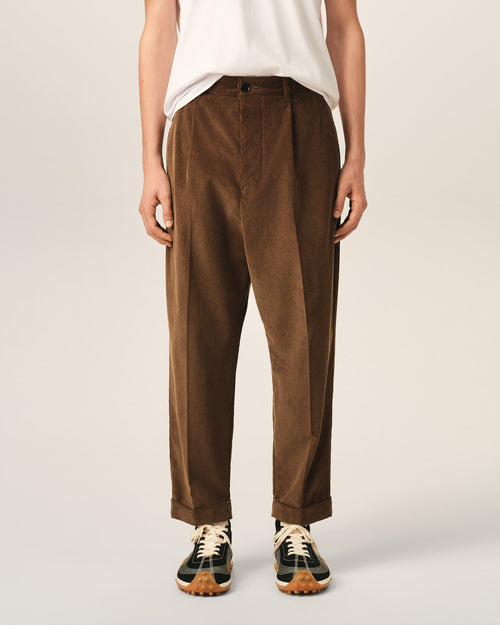 Brown carrot-fit corduroy cotton trousers - Man - 3 - AMI Paris - Ami Paris