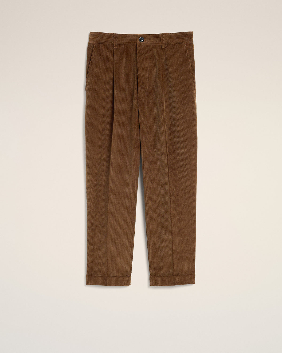 Brown carrot-fit corduroy cotton trousers - 1