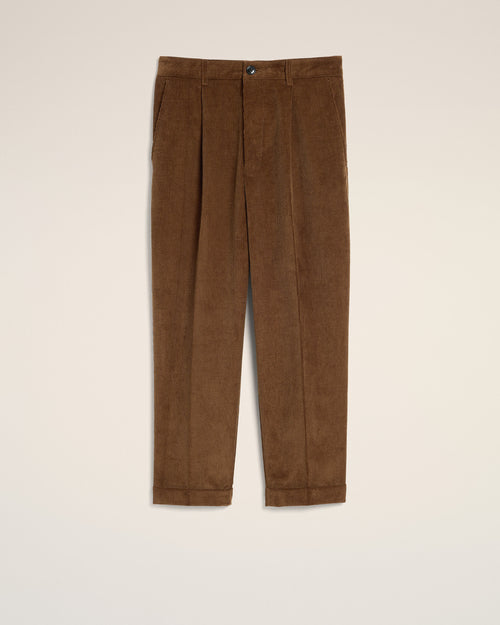 Brown carrot-fit corduroy cotton trousers - Man - 1 - AMI Paris - Ami Paris