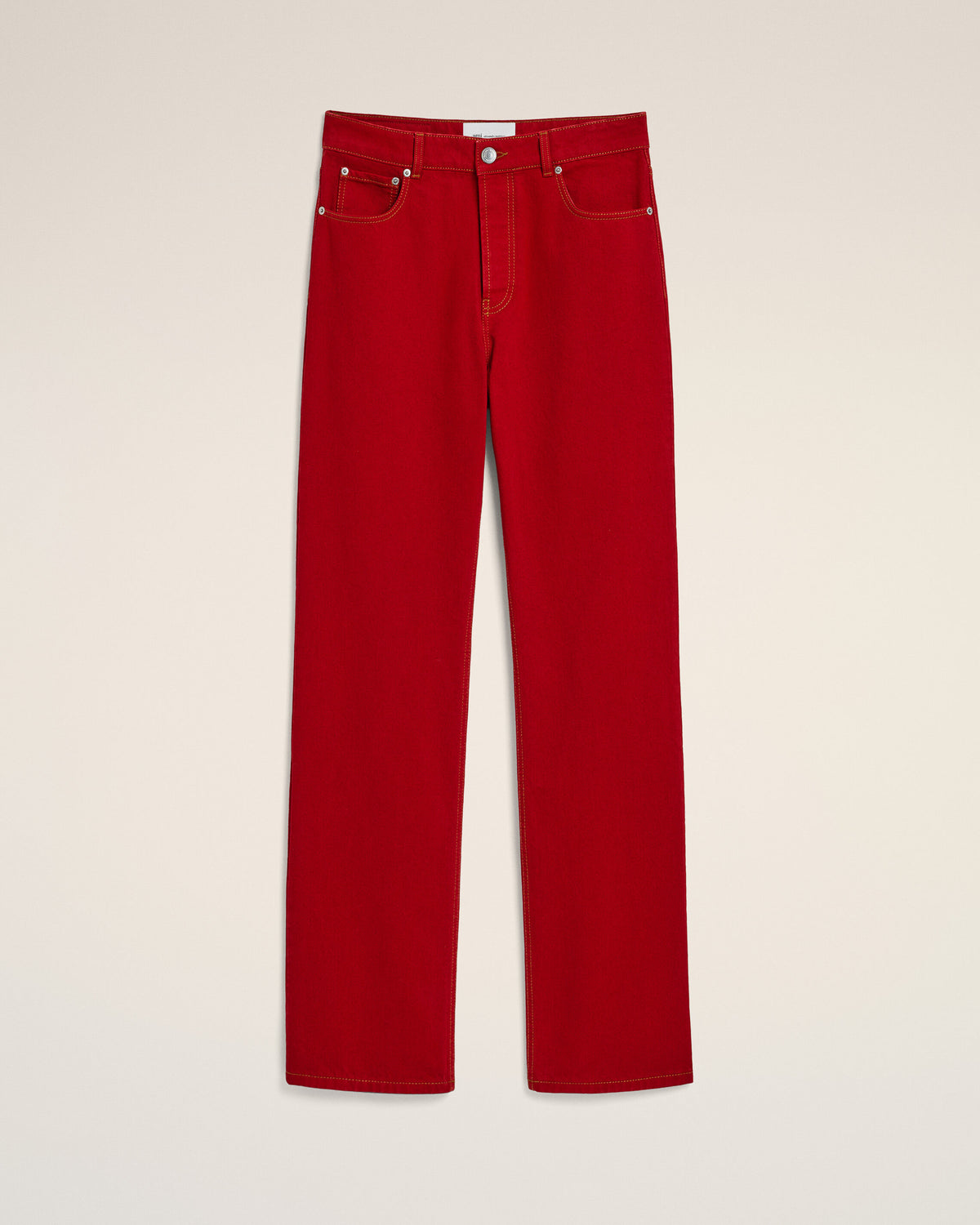 Red large-fit cotton jeans - 1