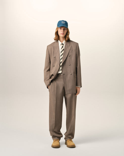Brown striped wool two-pleats trousers - 2 - Ami Paris