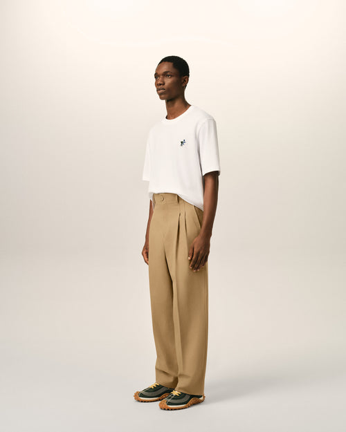 Pantalón carrot fit de talle alto en algodón y lino beige - Hombre - 6 - AMI Paris - Ami Paris
