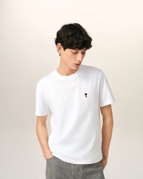 White cotton t-shirt with Ami de Coeur  - 2 - Ami Paris