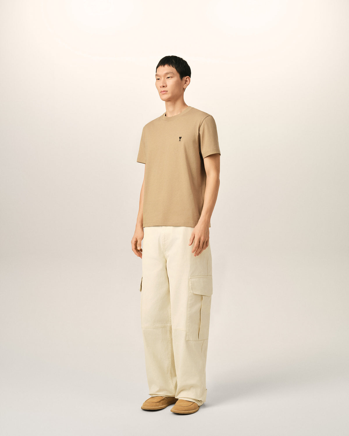 Beige cotton t-shirt with Ami de Coeur - 6