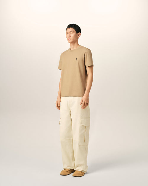 Beige cotton t-shirt with Ami de Coeur - Man - 6 - AMI Paris - Ami Paris