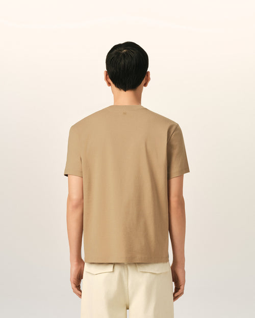 Beige cotton t-shirt with Ami de Coeur - Man - 5 - AMI Paris - Ami Paris