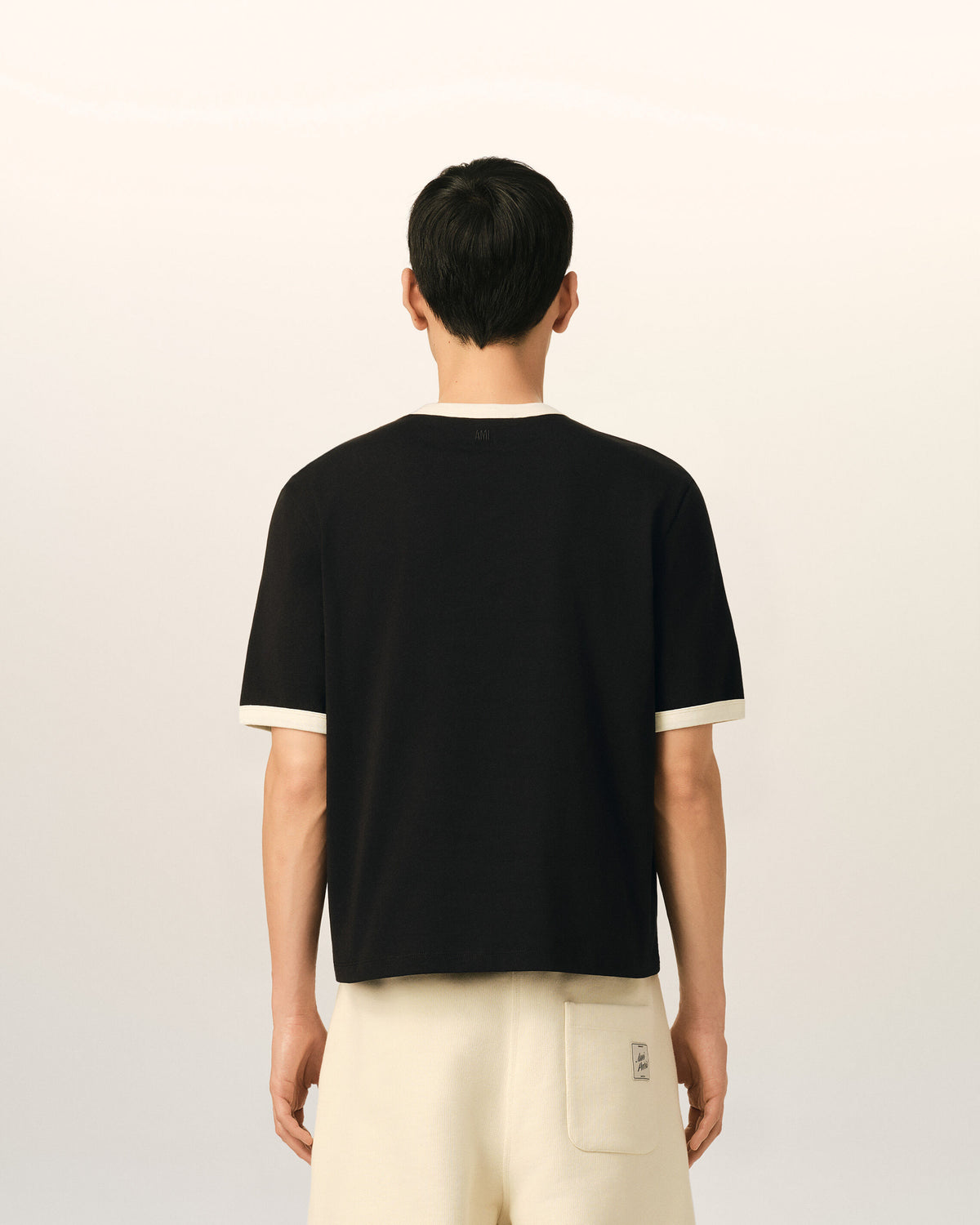 T-shirt Ami de Cœur in cotone nero a contrasto - 5