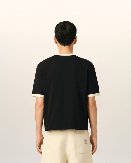 T-shirt Ami de Cœur in cotone nero a contrasto - Uomo - 5 - AMI Paris - Ami Paris