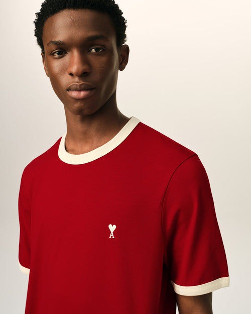 Camiseta Ami de Cœur de algodón rojo con contraste - Hombre - 4 - AMI Paris - Ami Paris
