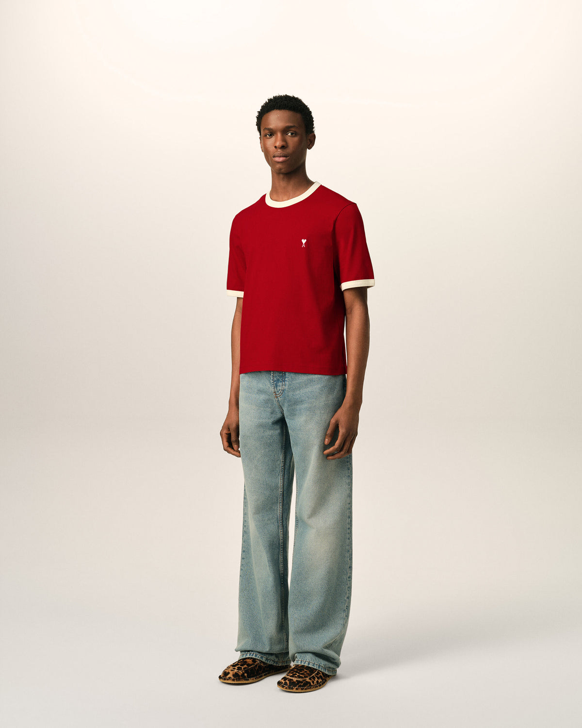 Camiseta Ami de Cœur de algodón rojo con contraste - 6